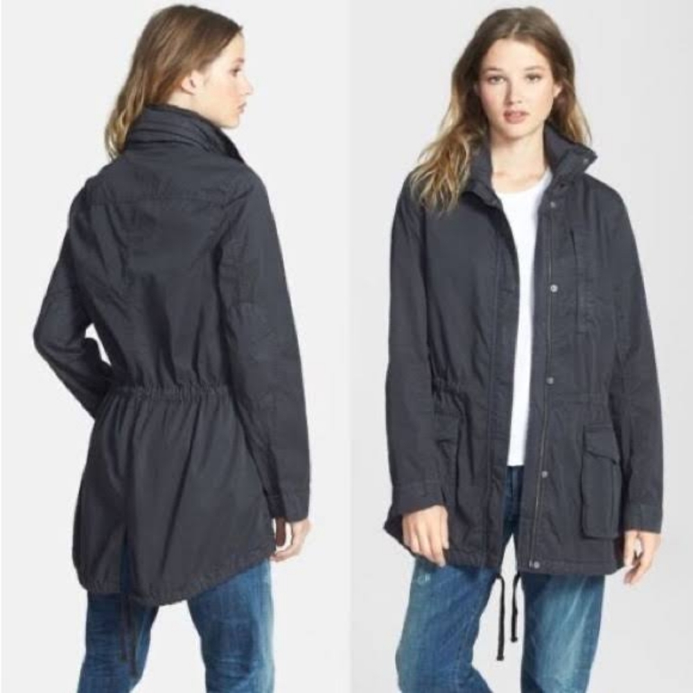 James Perse Yosemite Hooded Lightweigh Parka Utility Jacket Grey Medium